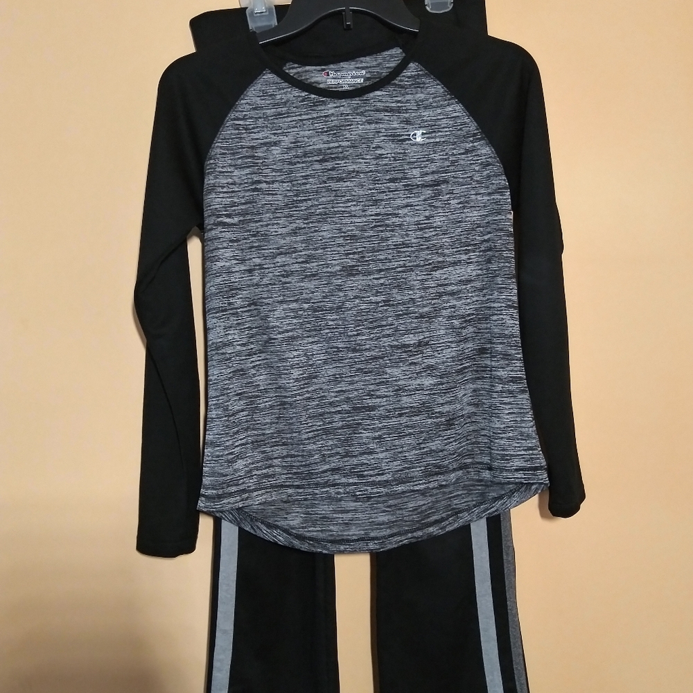 Champion grey and black shirt and pants set